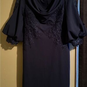 Elegant Black Embroidered Cocktail Dress